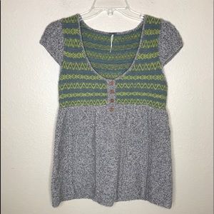 FREE PEOPLE Cap Sleeve Knit Top